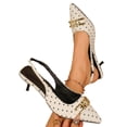 thumbnail image 1 of Vibrex Womens Casual Polka Dots Low Heel Shoes Slingback Pointed Toe Stiletto Pumps Slip-on High Heels Office Lady Sandals Party Prom Dress Shoes, 1 of 9