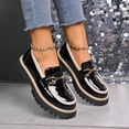 thumbnail image 1 of Vibrex Womens Chunky Loafers Women's Patent Leather Loafers Gold Buckle White Platform Sole Slip On Comfort Shoes Women's Shoes,Size:6.5, 1 of 9