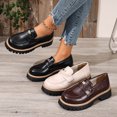 thumbnail image 1 of Vibrex Womens Chunky Loafers Women's Patent Leather Loafers Metal Buckle Platform Serrated Sole Slip On Comfort Shoes Women's Shoes,Size:6, 1 of 10