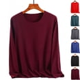 thumbnail image 1 of Vibrex Womens Fall Long Sleeve Solid Color Shirts Basic Apparel Shirts Trendy Round Neck Tshirt for Women Lightweight Lounge Athletic Thermals Top Base Layer Women Cold Weather Household Clothes, 1 of 3