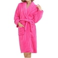 thumbnail image 1 of Vibrex Womens Fleece Soft Robe Winter Warm Fleece Bathrobe Robes for Women Bath Robe Solid Color Sleepwear Housecoat Mid Length Women's And Men's Pajamas Lovers' Home Clothes Couples Pajamas, 1 of 3