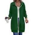 thumbnail image 1 of Vibrex Womens Long Jacket Casual Women's Fashion Solid Color Long Sleeve Hooded Pocket Zipper Lapel Tops Sweatshirts Outerwear Hiking Jacket Fall Winter Jacket Lightweight Coat with Pocket, 1 of 3