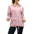 thumbnail image 1 of Vibrex Womens Long Sleeved Windbreaker Solid Color Jacket Lightweight Outdoor Hooded Rain Coat for Running Women's Waterproof Jacket Hooded with Pockets for Outdoor Warm Fall Winter Coats for Women, 1 of 9