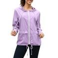 thumbnail image 1 of Vibrex Womens Long Sleeved Windbreaker Solid Color Jacket Lightweight Outdoor Hooded Rain Coat for Running Women's Waterproof Jacket Hooded with Pockets for Outdoor Warm Fall Winter Coats for Women, 1 of 9
