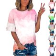 thumbnail image 1 of Vibrex Womens Loose Fit Tshirts Short Sleeve Gradient Color Summer Tops Casual Workout Yoga Tunic T Shirts Tops Fashion Trendy Round Neck Shirts Loose Casual Tshirts Athletic Tops for Women, 1 of 5