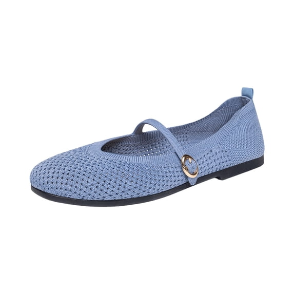 Vibrex Womens Mary Jane Flats Adjustable Strap Lightweight Breathable Shoes for Work & Daily Walking Round Toe Casual Mesh Ballet Flat Shoes