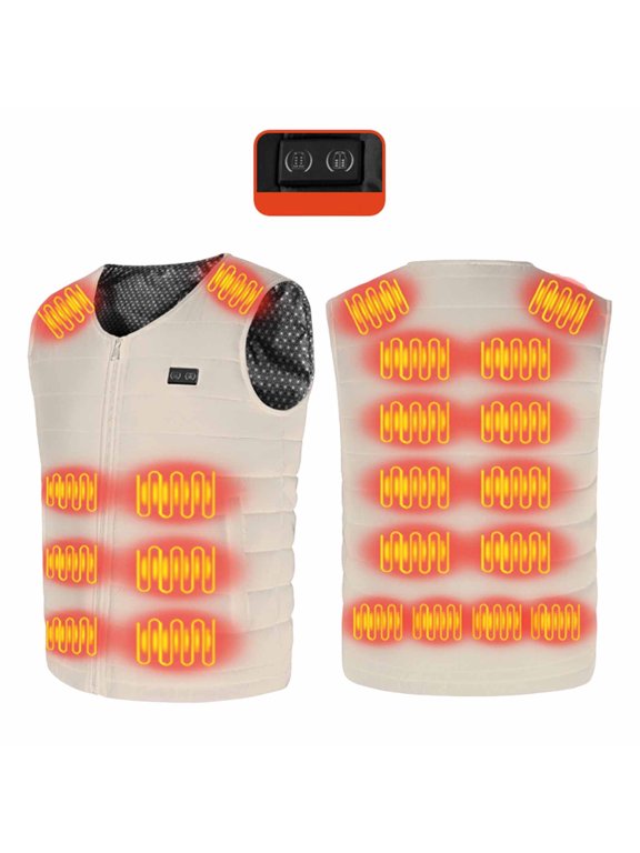 Womens and Mens Heated Vest Unisex Zipper Press 2 Control Heating Jacket Heated USB Charging Version Solid Color Vest Tops Winter Warm Vest Tops Thermal Trendy Jackets Zip Up Vest Tops
