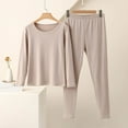 thumbnail image 1 of Vibrex Womens Pajama Sets, Women Fashion Winter Velvet Solid Color Double-sided Velvet Warm Round Neck And Long Sleeves Warm Home Clothes Pajamas Set Breathable Pajamas, 1 of 3