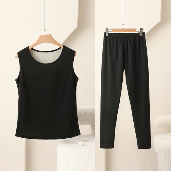 Vibrex Womens Pajama Sets, Women Fashion Winter Velvet Solid Color Double-sided Velvet Warm Round Neck Trousers Warm Home Clothes Pajamas Set Breathable Pajamas