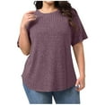 thumbnail image 1 of Vibrex Womens Plus Size Tops Crewneck Short Sleeve Shirts Casual Loose Tunic Tops Curved Hem Summer Blouses, 1 of 8