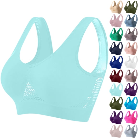 Vibrex Womens Seamless Wireless Bras Sports Bra Wirefree Yoga Bra With Removable Pads Sports Bras for Women,01-Blue_XXXXL