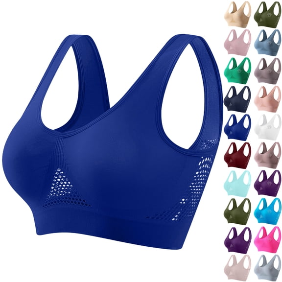 Vibrex Womens Seamless Wireless Bras Sports Bra Wirefree Yoga Bra With Removable Pads Sports Bras for Women,01-Dark Blue_XXL