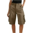 thumbnail image 1 of Vibrex Womens Shorts Solid Color Stretched Waist Versatile Casual Pants Women's Cargo Shorts Comfy Loose Shorts Knee Length Shorts for Summer Casual, 1 of 7