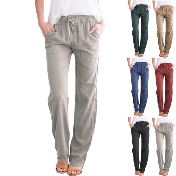 Vibrex Womens Sweatpants Fall Baggy Wide Leg Sweatpant Lightweight Straight Leg Soft Sweat Pants Loose Drawstring Pants for Women Fashion Casual Elastic Waist Solid Color Business Pants Women