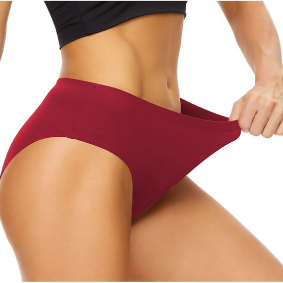 Vibrex Womens Underwear Fashion Women Solid Color High Waist Periods Bikini Bottoms Menstruation Swimsuit Periods Briefs Cotton Underwear For Women High Waist Period Underwear For Women_Red_XL