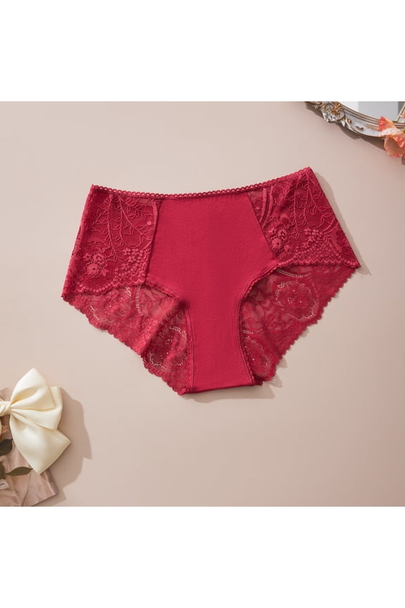 Womens Underwear Women's Large Size High Waist Breathable Thin Thong Lace Breathable Seamless Underwear Underwear For Women Underwear For Women High Waist_Red_2XL