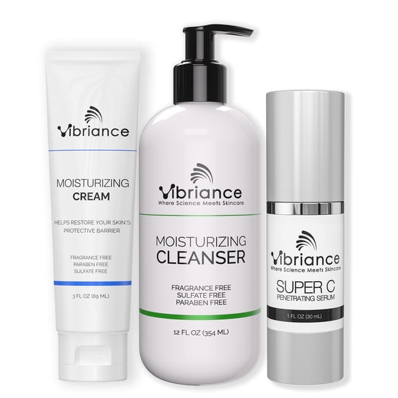Vibriance Bundle Skincare Set | Super C Serum, Moisturizing Cleanser and Face Cream | Complete Kit for Radiant Beauty