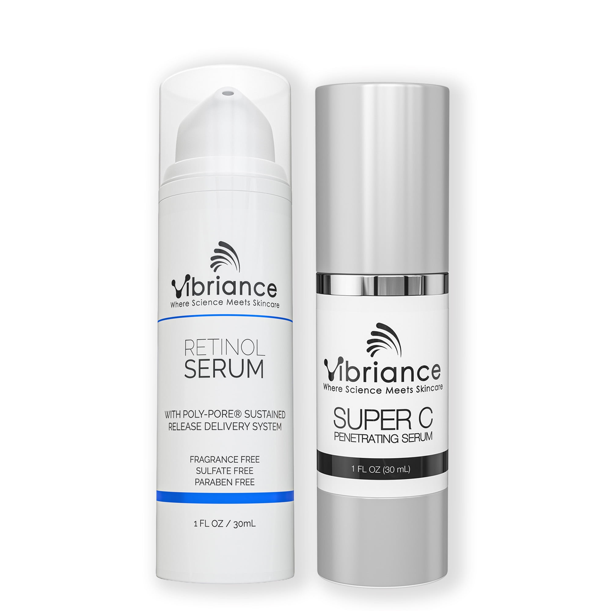 Vibriance Dynamic Duo Skincare Bundle | Super C Vitamin Serum, Retinol Skin Care Set - Age-Defying Night and Day Retinol and Vitamin C Serum for Face Routine Skincare Kit