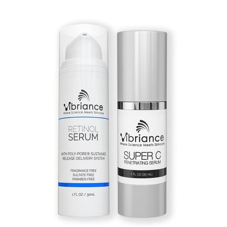 Vibriance Dynamic Duo Skincare Bundle | Super C Vitamin Serum, Retinol Skin Care Set - Age-Defying Night and Day Retinol and Vitamin C Serum for Face Routine Skincare Kit