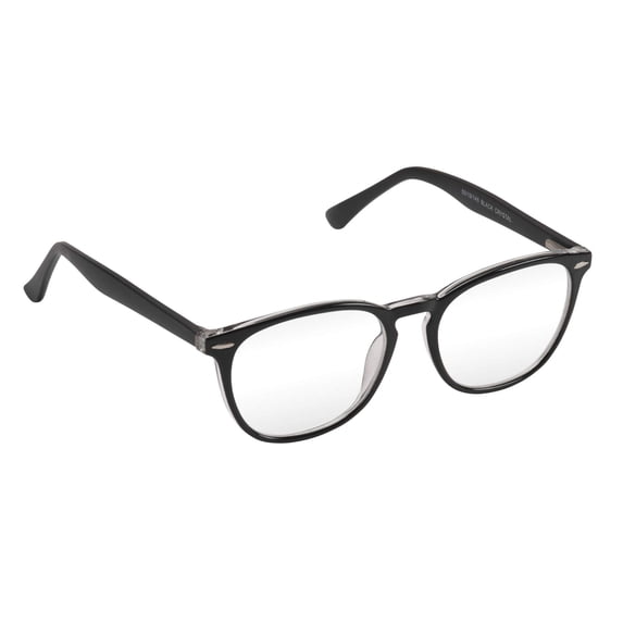Vibz Blue Light Blocking Glasses Women or Men, Non-Corrective, Use with Contacts, Antiglare, Clear Lens, Black Crystal