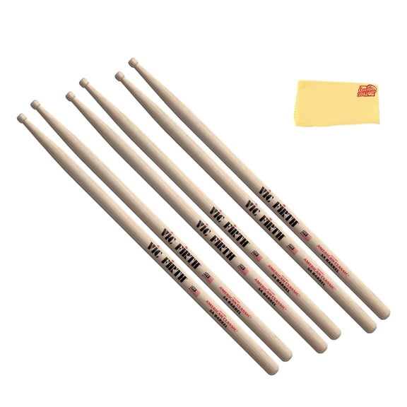 Vic Firth American Classic 5A Barrel Tip Drumsticks - 3 Pack