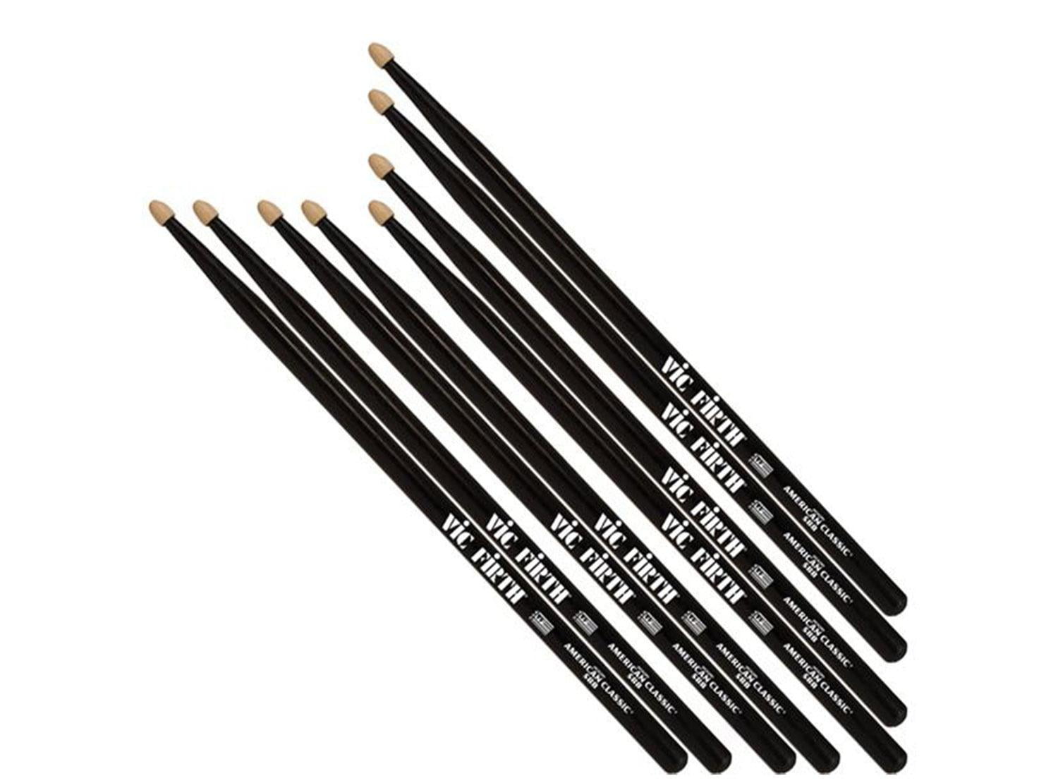 Vic Firth American Classic 5B Black Value Pack  Buy 3PR, Get 1PR FREE!