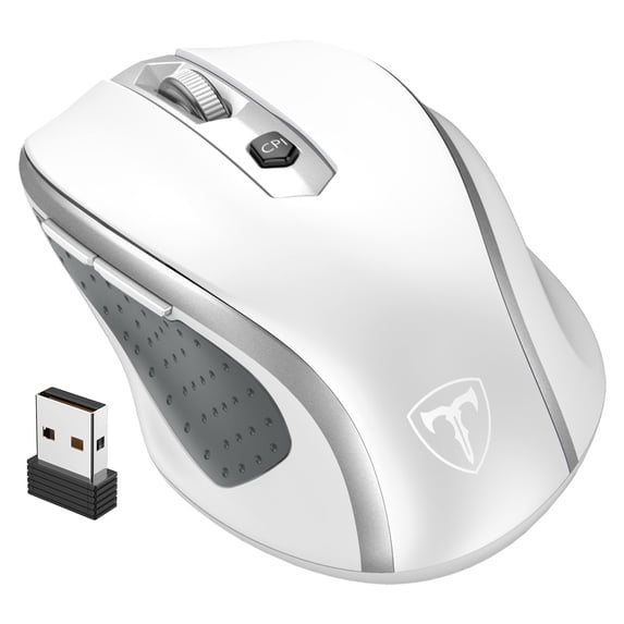 VicTsing 2.4GHz Wireless Mouse, Travel-Friendly Computer Mouse W/800-2400 DPI, Auto-sleep Mode, USB Receiver, Optical Gaming Mouse Compatible for Laptop PC Work - White