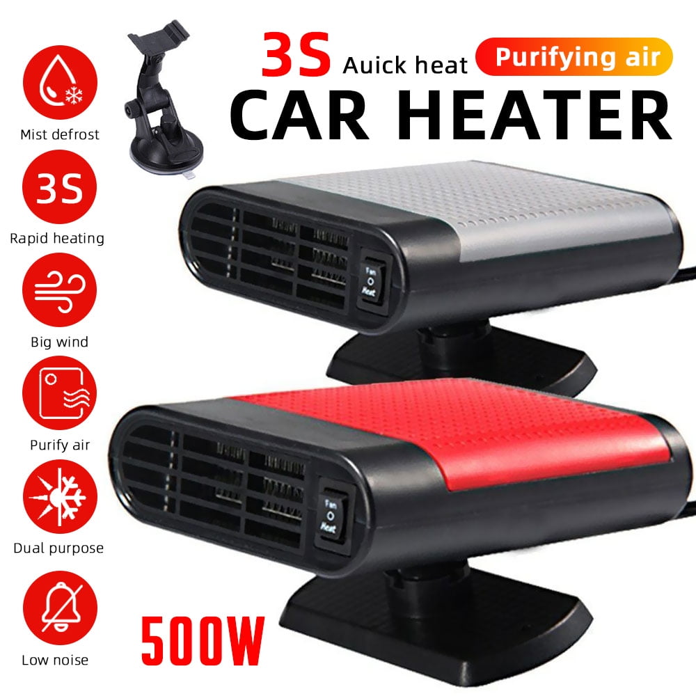 Xyuee S1 Portable Car Heater 12V 150W, High Power Car Windshield Defroster  Defogger, 2 in 1 Auto Heating Fan/Cooling Fan with Air Purification, Plugs