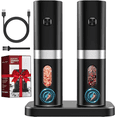 thumbnail image 1 of VicTsing Electric Salt and Pepper Grinder Set, Auto Pepper Mill Grinder with Charging Base & 4*Rechargeable Batteries, LED White Light, Adjustable Coarseness, for Kitchen & Outdoor, 2Pack, 1 of 8
