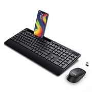 VicTsing Wireless Keyboard and Mouse Combo, 2.4GHz Ergonomic Desk 104 Full Size Keyboard and Mouse with Phone Tablet Holder, 6-Button & 3-DPI Silent Wireless Mouse, 10 Independent Shortcuts