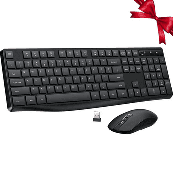 VicTsing Wireless Keyboard and Mouse Combo, Adjustable Cordless Ergonomic Keyboard and Mouse, 104 Full-Size Computer Keyboard, Silent Mouse, 3 DPI, for Windows, Chrome, Laptop, Computer and More