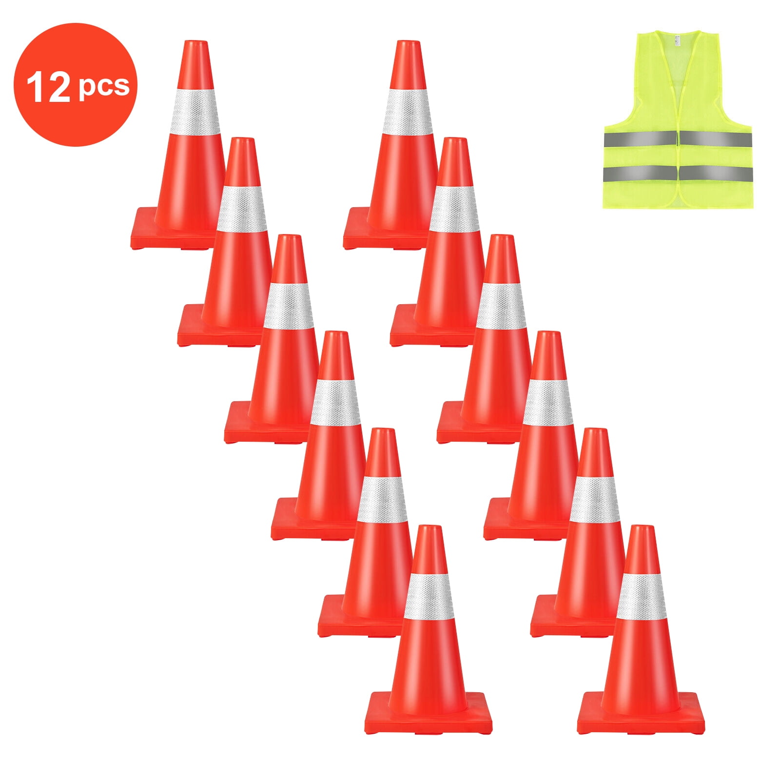Vicamelia 12 Pack 18" Traffic Safety Cones with Reflective Collars