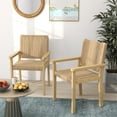 thumbnail image 1 of Vicamelia 2 Pce Patio Dining Chairs Outdoor Rattan Armchairs Woven from Paper Rope for Balcony Backyard, Natural, 1 of 7