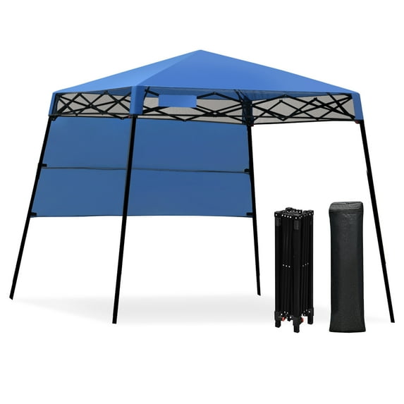 Vicamelia 6x6 FT Pop-up Canopy with Slant Leg, Lightweight Sun Protection Outdoor Portable Tent w/Backpack for Camping Fishing Picnic, Blue