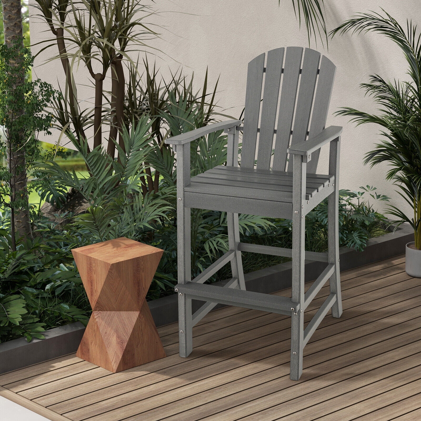 Vicamelia Outdoor Bar Height Stool, HDPE Adirondack Chair, Ergonomic ...