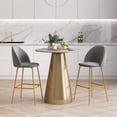 thumbnail image 1 of Vicamelia Set of 2 Bar Stools, 29” Velvet Upholstered Bar Height Chairs with Back and Footrests, Gray, 1 of 7