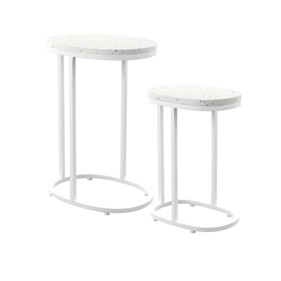 SEI Furniture Vicanno Terrazzo Outdoor Nesting Tables in White