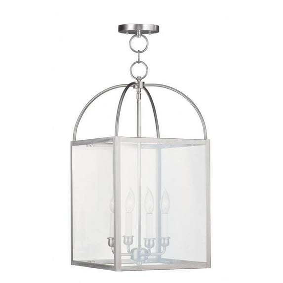 Vicar's Bridge Road 4 Light Chain Lantern in Farmhouse Style 12.75 inches Wide By 25 inches High-Brushed Nickel Finish Bailey Street Home
