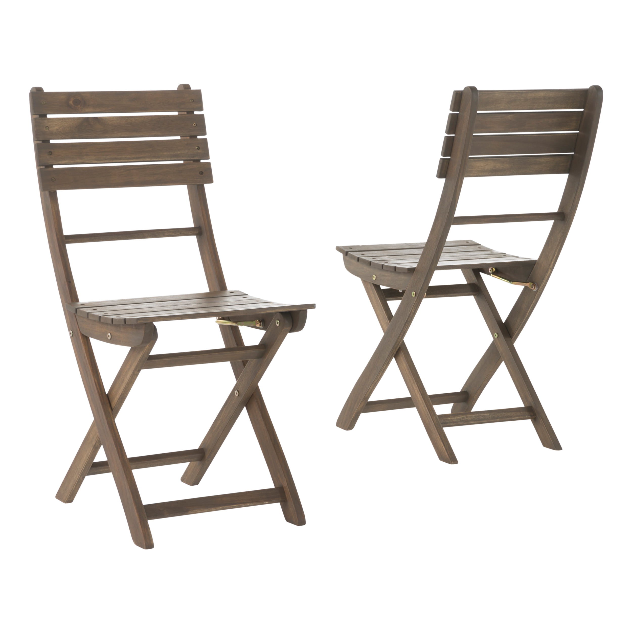Gray Acacia Wood Outdoor Folding Dining Chairs, Set of 2