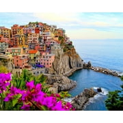 Vicbovo Home Decor Clearance Oil Painting linen Environmentally Friendly Pigments Painting Seaside Town Oil Painting, 19.5 x 15.6 Inches