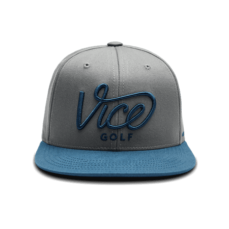 Vice Golf Crew Cap Grey/Blue - Flex Brim- Adjustable- Unisex