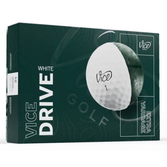 Vice Golf Drive Golf Balls 12pk - White: Urethane Shell, Adult Sports Balls
