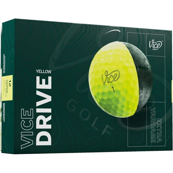 Vice Golf Drive Golf Balls (Yellow, 12pk) 1 Dozen 2025 NEW