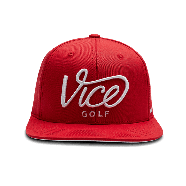 Vice Golf Hat Crew Cap- Color: Crimson - Adjustable Size