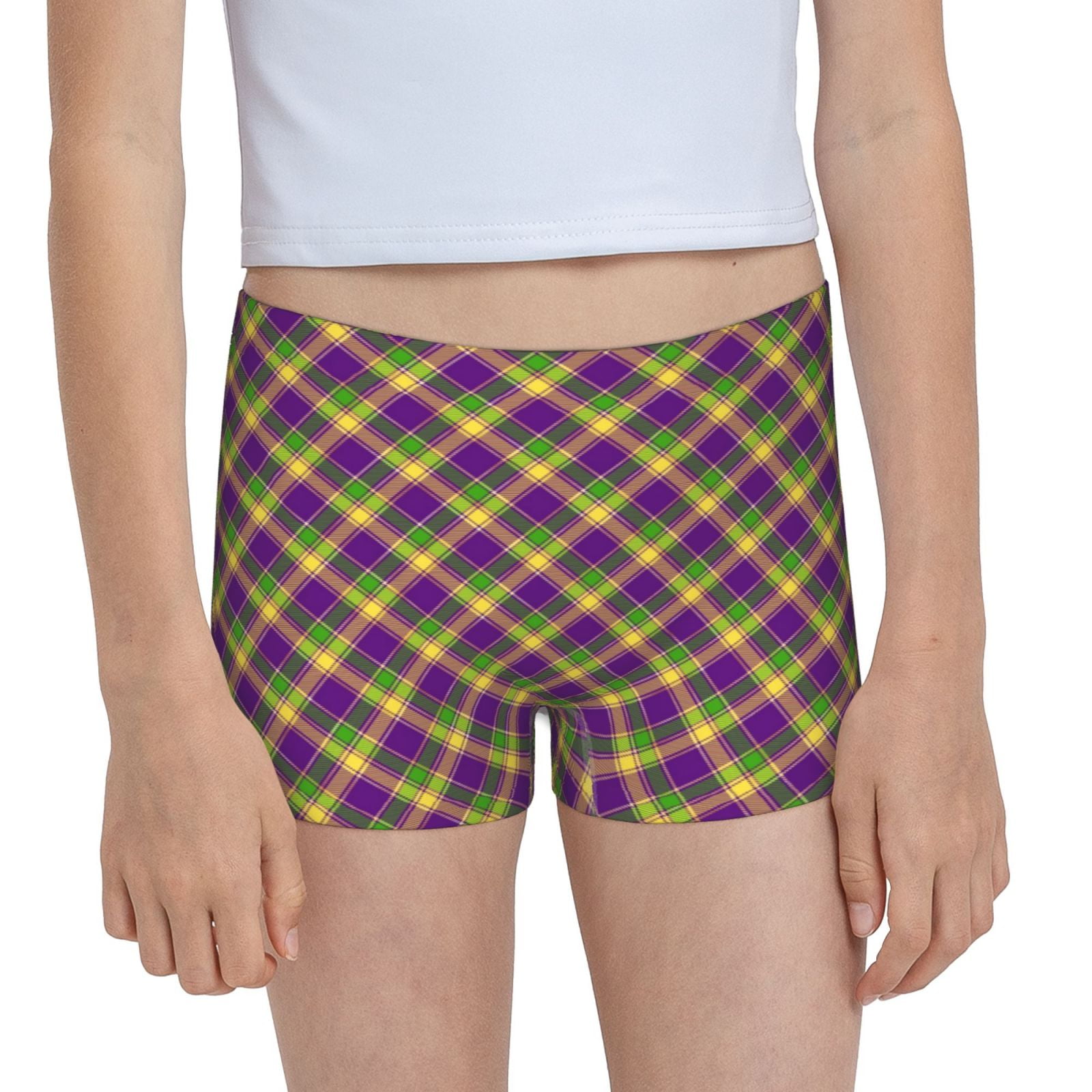 Easygdp Mardi Gras Plaid Girls Hipster Cotton Underwear Little Girls