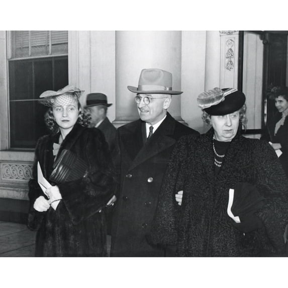 Vice President-Elect Harry Truman Arriving For President Franklin Roosevelt'S 4Th Inauguration. With Him Are His Wife