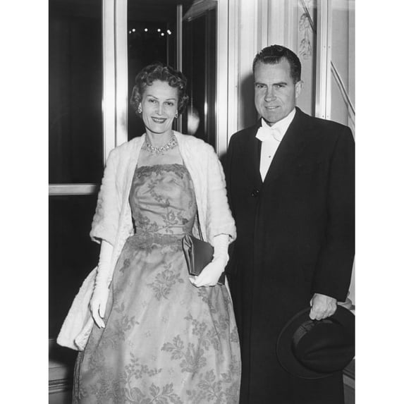 Vice President Richard Nixon With Wife Patricia Arriving At A State Dinner For Queen Elizabeth Ii. Oct 17 History (