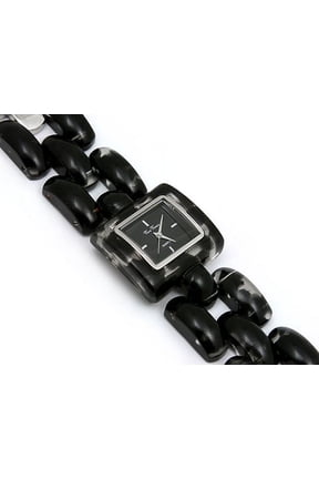 Women's 1.12 in Quartz Acrylic Link Band Wristwatch, Black, WT-L80020BK