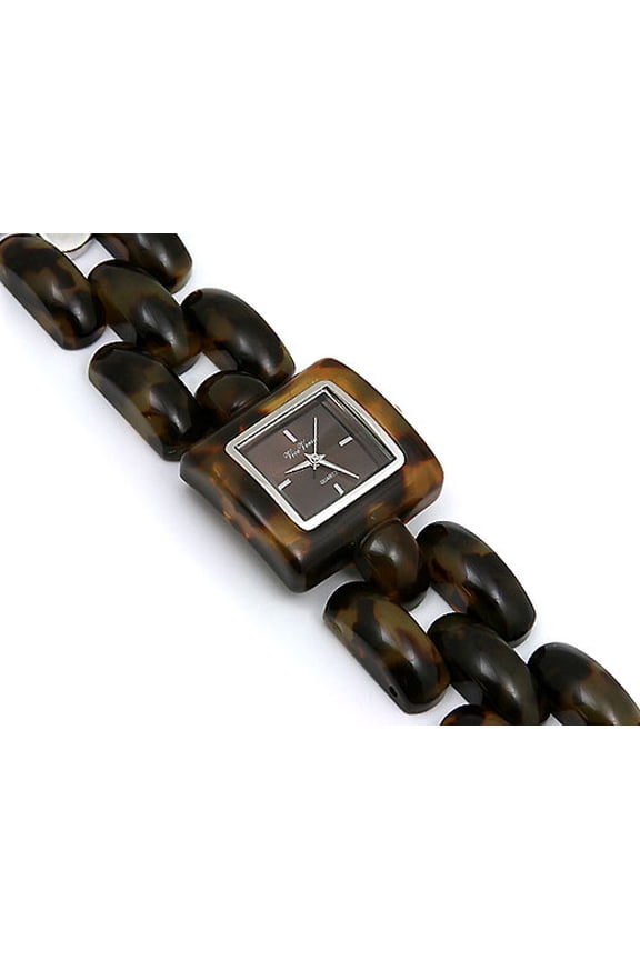 Women's 1.12 in Quartz Stainless Steel Acrylic Link Wristwatch, Brown, WT-L80020BN