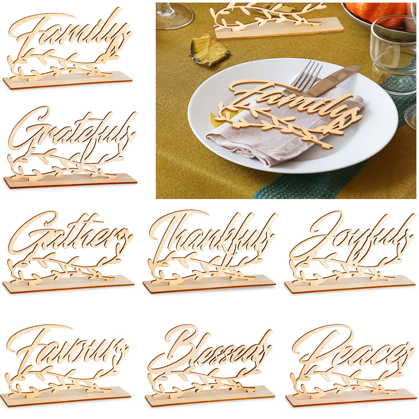 Vicenpal 9 Pcs HHA1 Wood Cutout Cards Sign Place Setting Vicenpal 9 Pcs HHA1 Nbsp Wood Cutout Cards Sign Place Setting Thankful Grateful Gather Gratitude Love Peace Signs Rustic Letter Holder B 90f09cd0 57cb 4e94 944d 